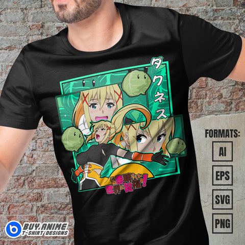 Premium Darkness KonoSuba Anime Vector T-shirt Design Template