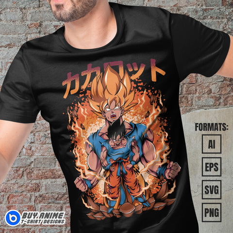 Premium Goku Dragon Ball Anime Vector T-shirt Design Template #8