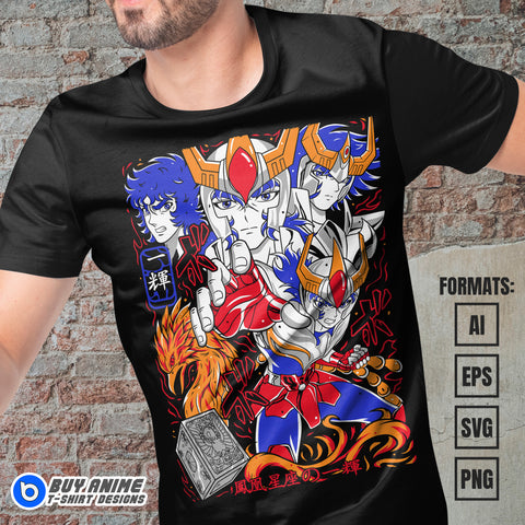 Premium Ikki Saint Seiya Anime Vector T-shirt Design Template #2