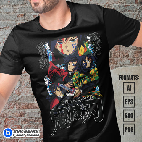 Premium Giyu Tomioka Demon Slayer Anime Vector T-shirt Design Template #4