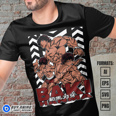 Premium Baki Hanma Vector T-shirt Design Template #4