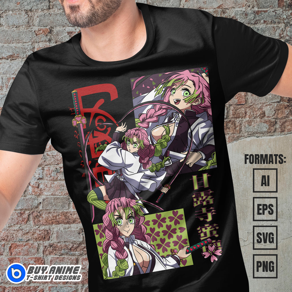 Premium Mitsuri Demon Slayer Anime Vector T-shirt Design Template #14