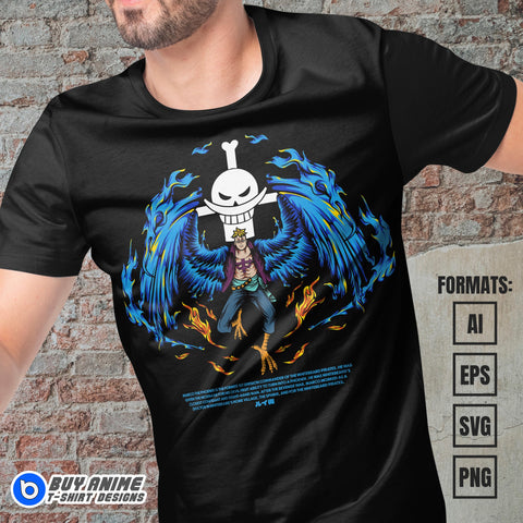 Premium Marco One Piece Anime Vector T-shirt Design Template