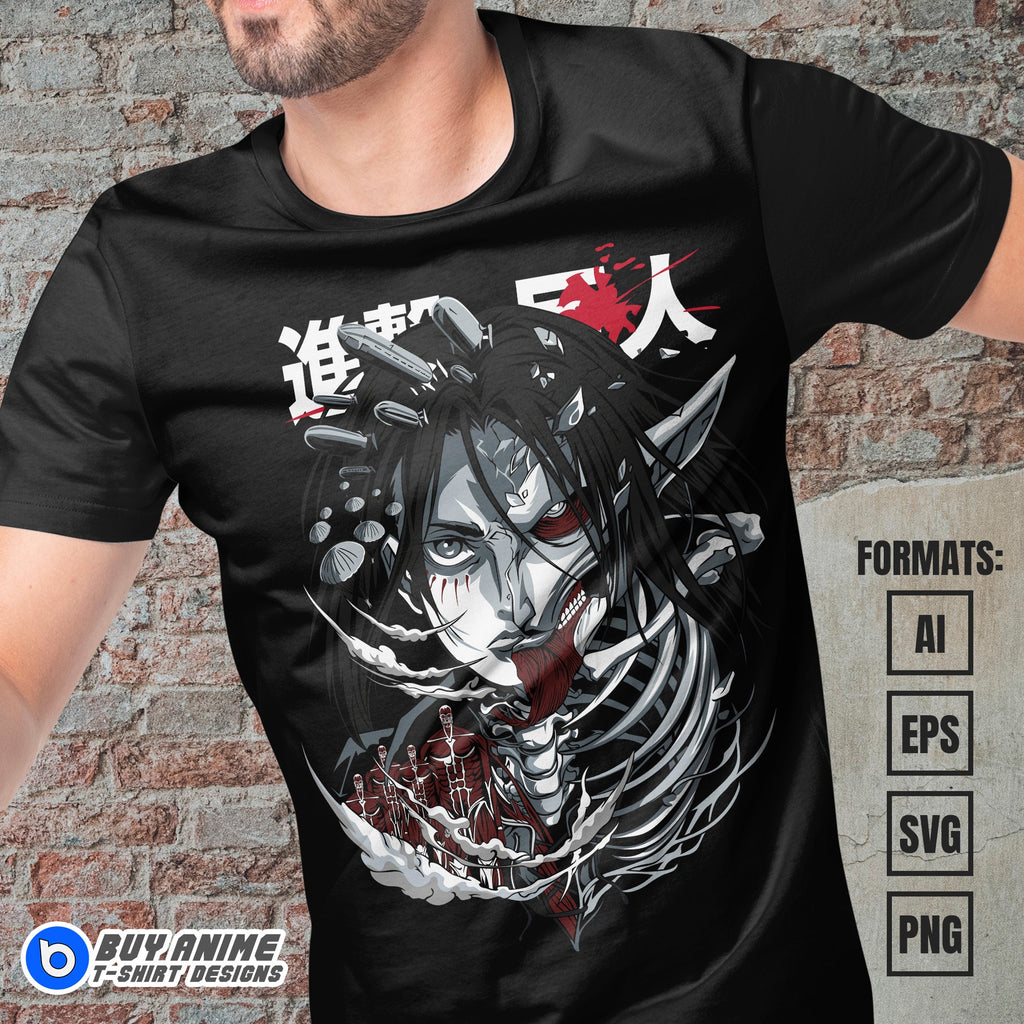 Premium Attack on Titan Anime Vector T-shirt Design Template #4