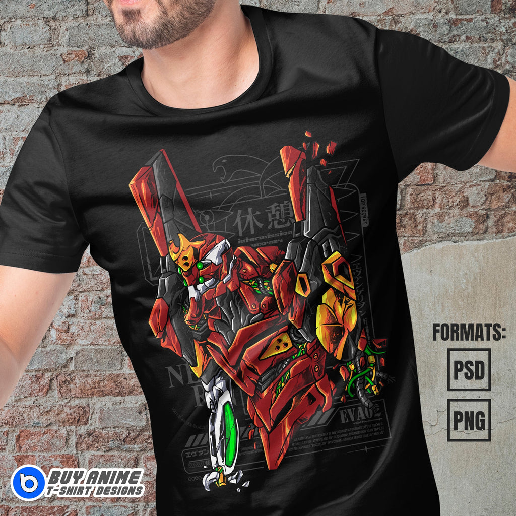 Premium Neon Genesis Evangelion Anime Vector T-shirt Design Template #2