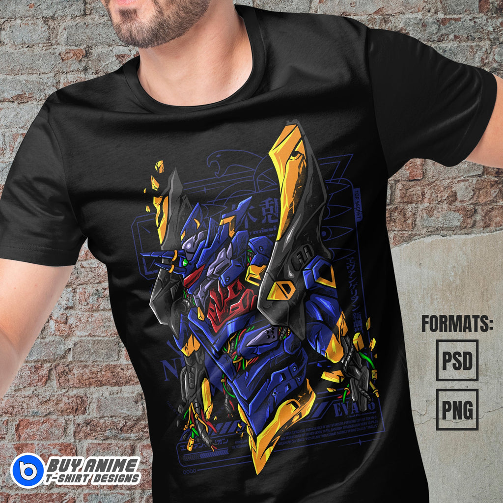 Premium Neon Genesis Evangelion Anime Vector T-shirt Design Template #3