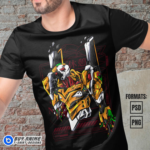 Premium Neon Genesis Evangelion Anime Vector T-shirt Design Template #4