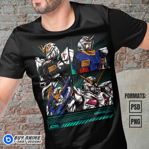 Premium Gundam Anime Vector T-shirt Design Template #2