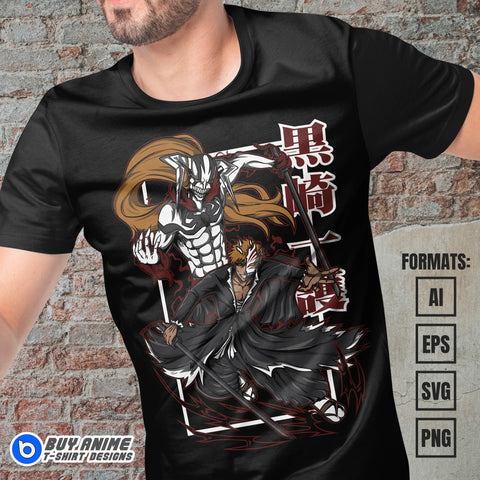 Premium Ichigo Kurosaki Bleach Anime Vector T-shirt Design Template #4