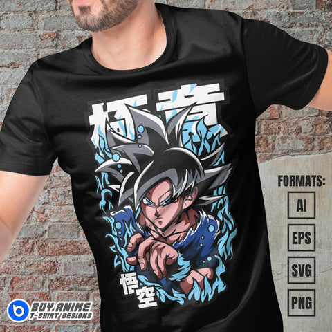 Premium Goku Ultra Instinct Dragon Ball Anime Vector T-shirt Design Template #4