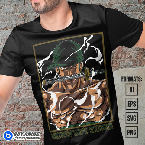 Premium Roronoa Zoro One Piece Vector T-shirt Design Template #8