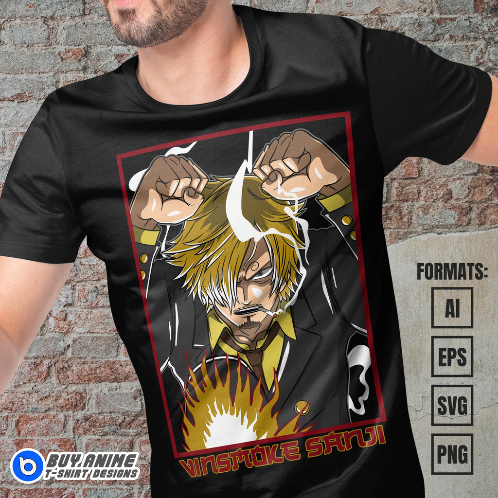 Premium Sanji One Piece Anime Vector T-shirt Design Template #2