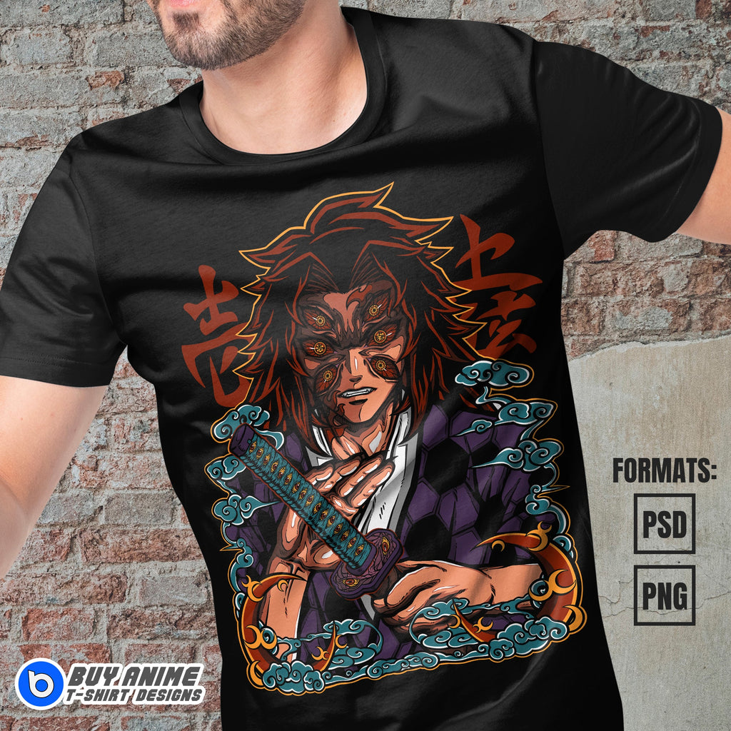 Premium Kokushibo Demon Slayer Anime Vector T-shirt Design Template #2