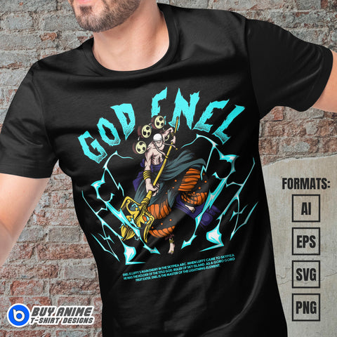 Premium God Enel One Piece Anime Vector T-shirt Design Template