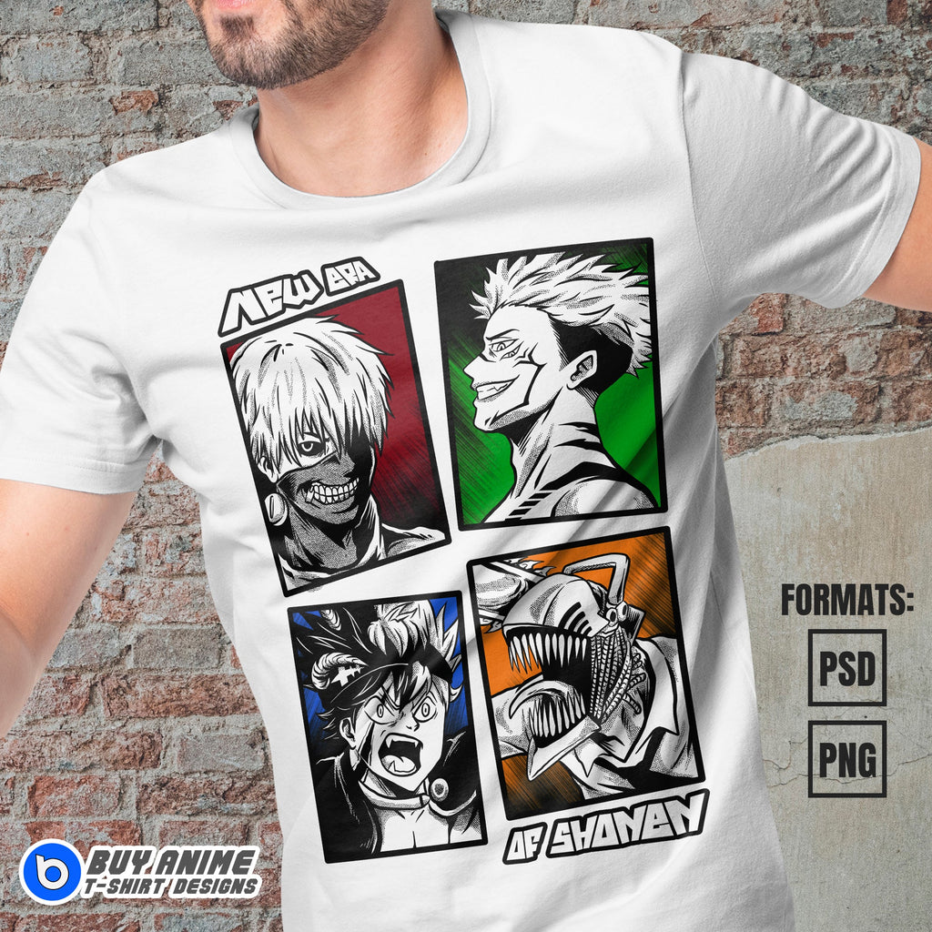 Premium New Era of Shonen Vector T-shirt Design Template