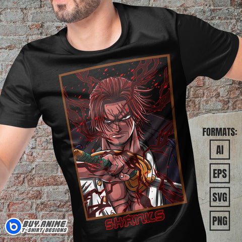 Premium Shanks One Piece Anime Vector T-shirt Design Template #3