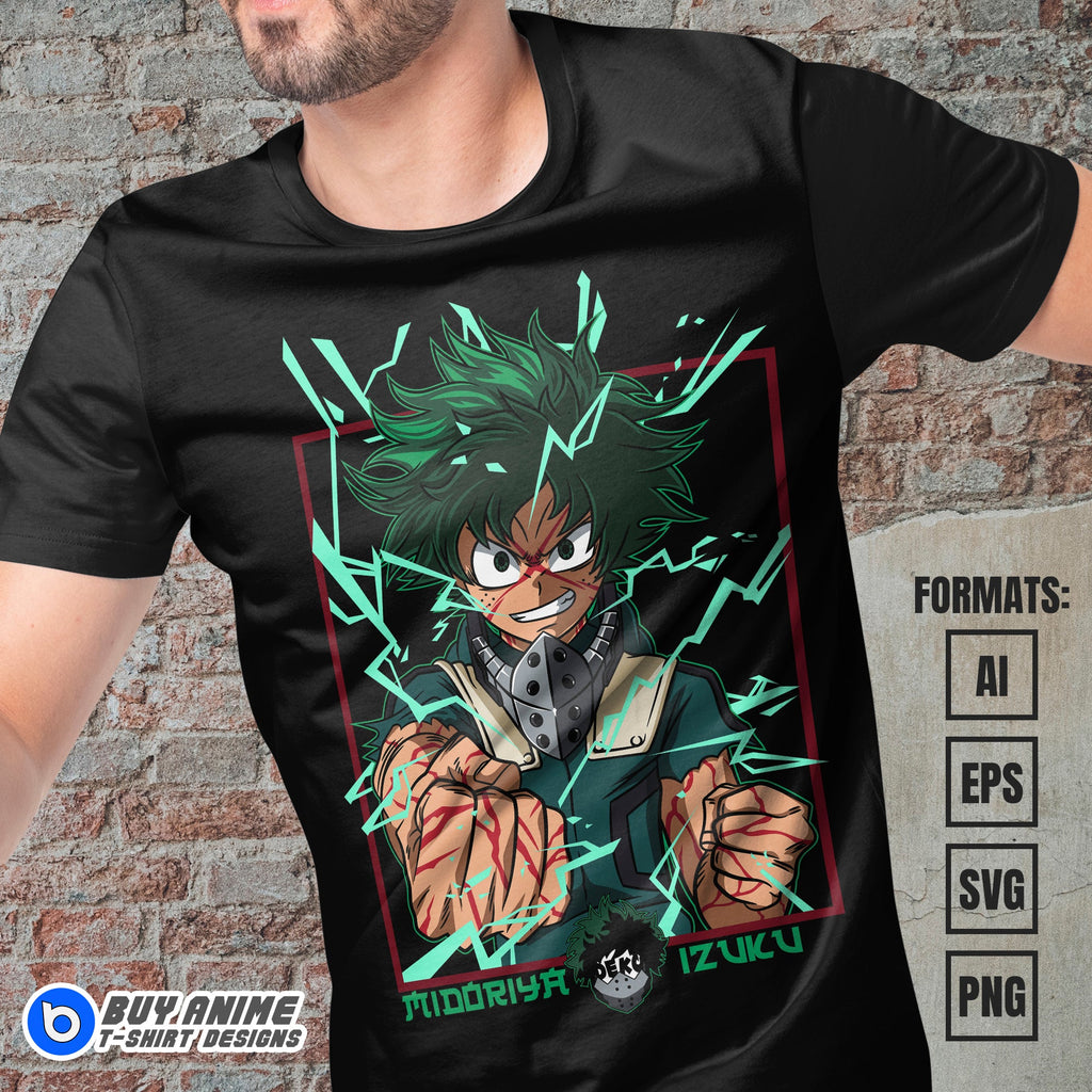 Premium Midoriya Izuku My Hero Academia Anime Vector T-shirt Design Template