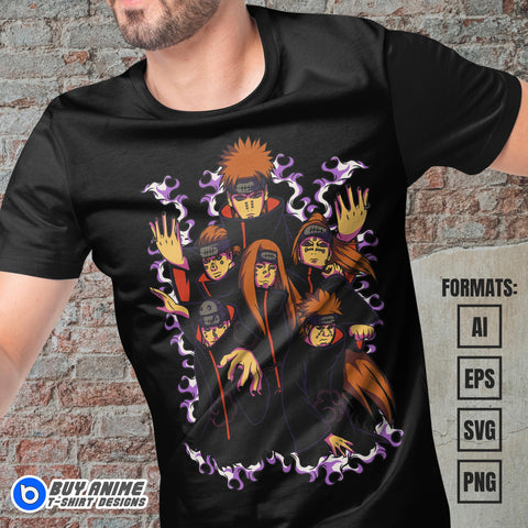 Premium Akatsuki Naruto Anime Vector T-shirt Design Template #3