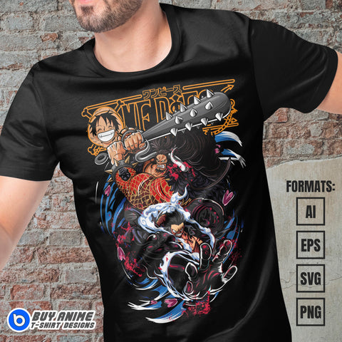 Premium One Piece Anime Vector T-shirt Design Template #14