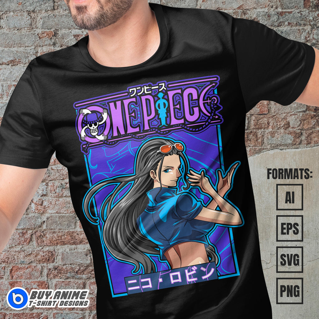 Premium Nico Robin One Piece Anime Vector T-shirt Design Template