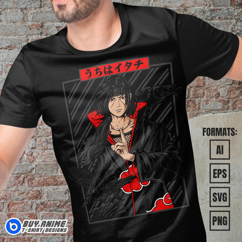 Premium Itachi Uchiha Naruto Anime Vector T-shirt Design Template #3