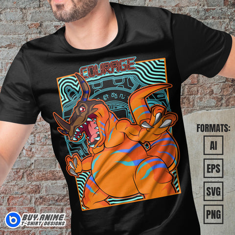 Premium Greymon Digimon Anime Vector T-shirt Design Template