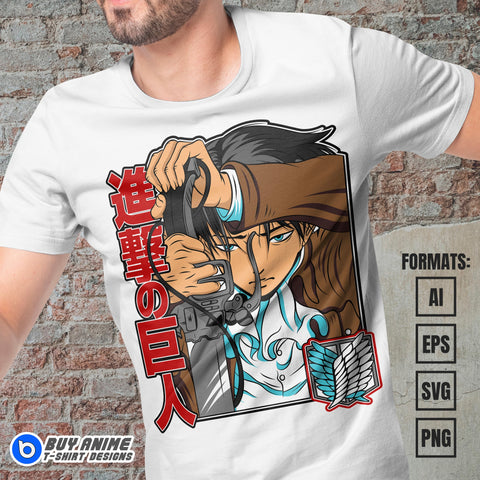 Premium Levi Ackerman Attack on Titan Anime Vector T-shirt Design Template #2