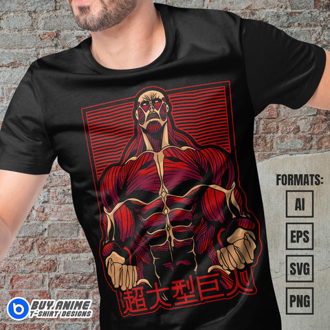 Premium Attack on Titan Anime Vector T-shirt Design Template #11