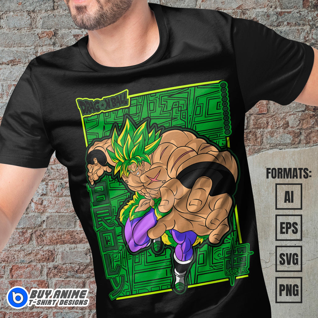 Premium Broly Dragon Ball Anime Vector T-shirt Design Template #5