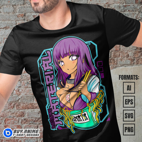 Premium Hinata Naruto Anime Vector T-shirt Design Template #2