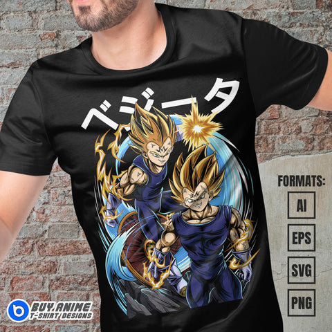 Premium Vegeta Dragon Ball Anime Vector T-shirt Design Template #3