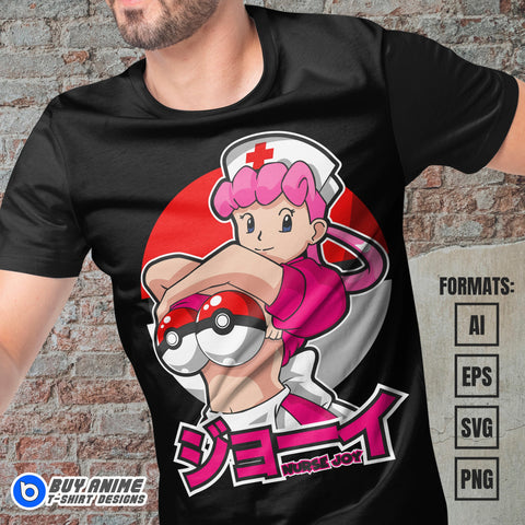 Premium Nurse Joy Pokemon Anime Vector T-shirt Design Template