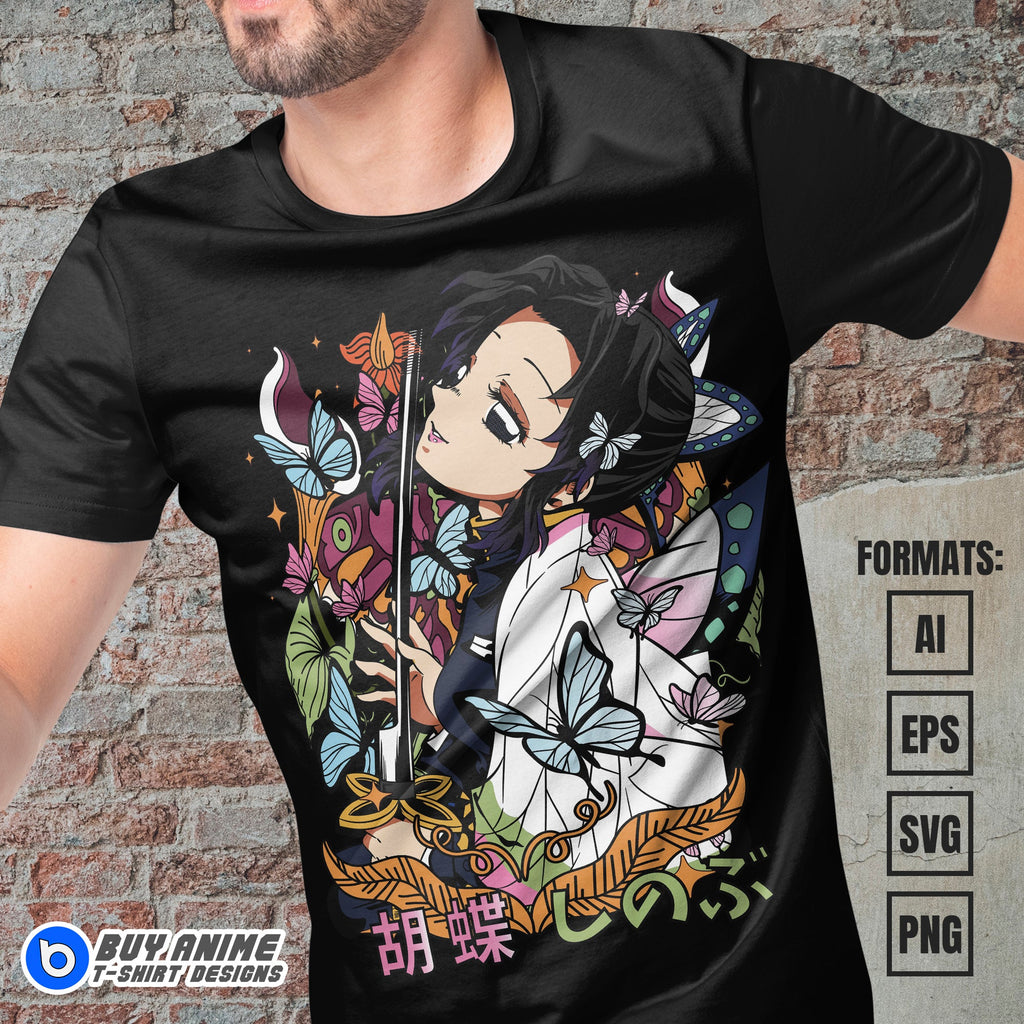 Premium Shinobu Demon Slayer Anime Vector T-shirt Design Template