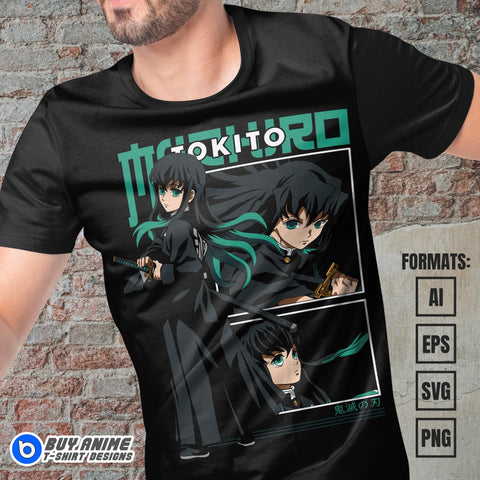 Premium Muichiro Demon Slayer Anime Vector T-shirt Design Template #2