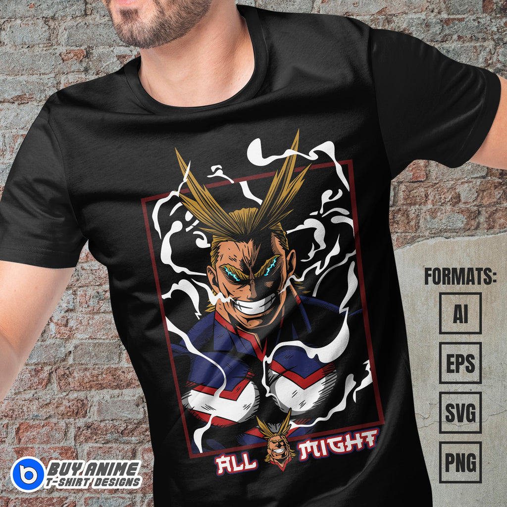 Premium All Might My Hero Academia Anime Vector T-shirt Design Template