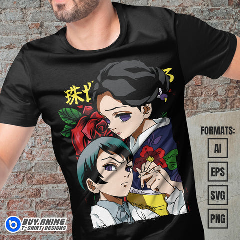 Tamayo x Yushiro Demon Slayer Anime Vector T-shirt Design Template