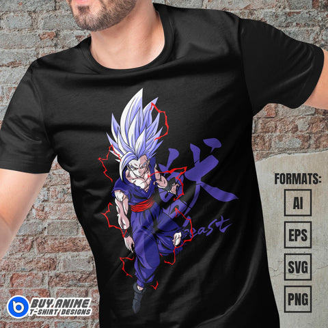 Premium Gohan Beast Dragon Ball Anime Vector T-shirt Design Template #2