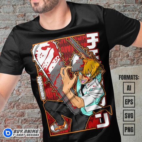 Premium Chainsaw Man Anime Vector T-shirt Design Template #19