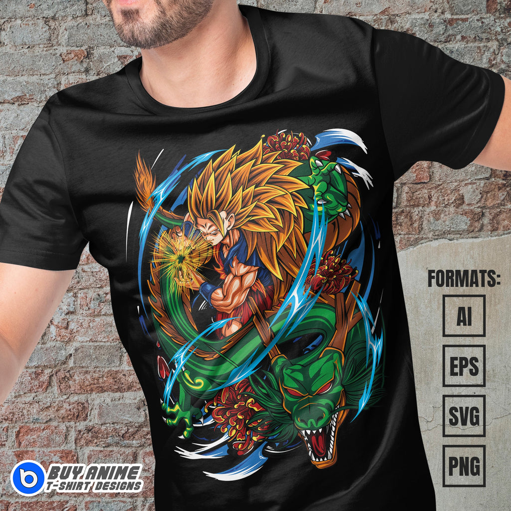 Premium Goku Super Saiyan 3 Dragon Ball Anime Vector T-shirt Design Template #2