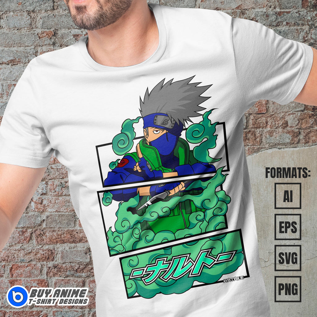 Premium Kakashi Hatake Naruto Anime Vector T-shirt Design Template #3