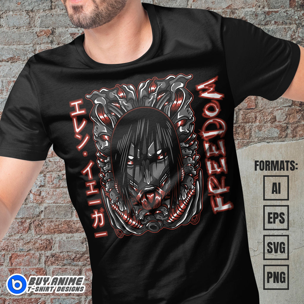 Premium Attack on Titan Anime Vector T-shirt Design Template #12