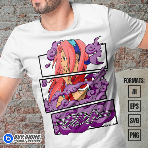 Premium Sakura Haruno Naruto Anime Vector T-shirt Design Template