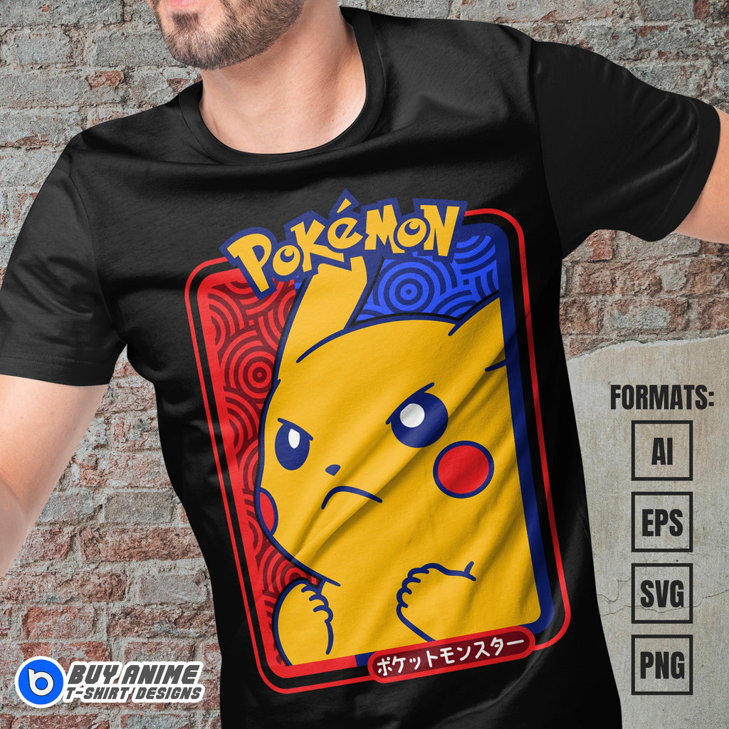 Premium Pikachu Pokemon Anime Vector T-shirt Design Template #2