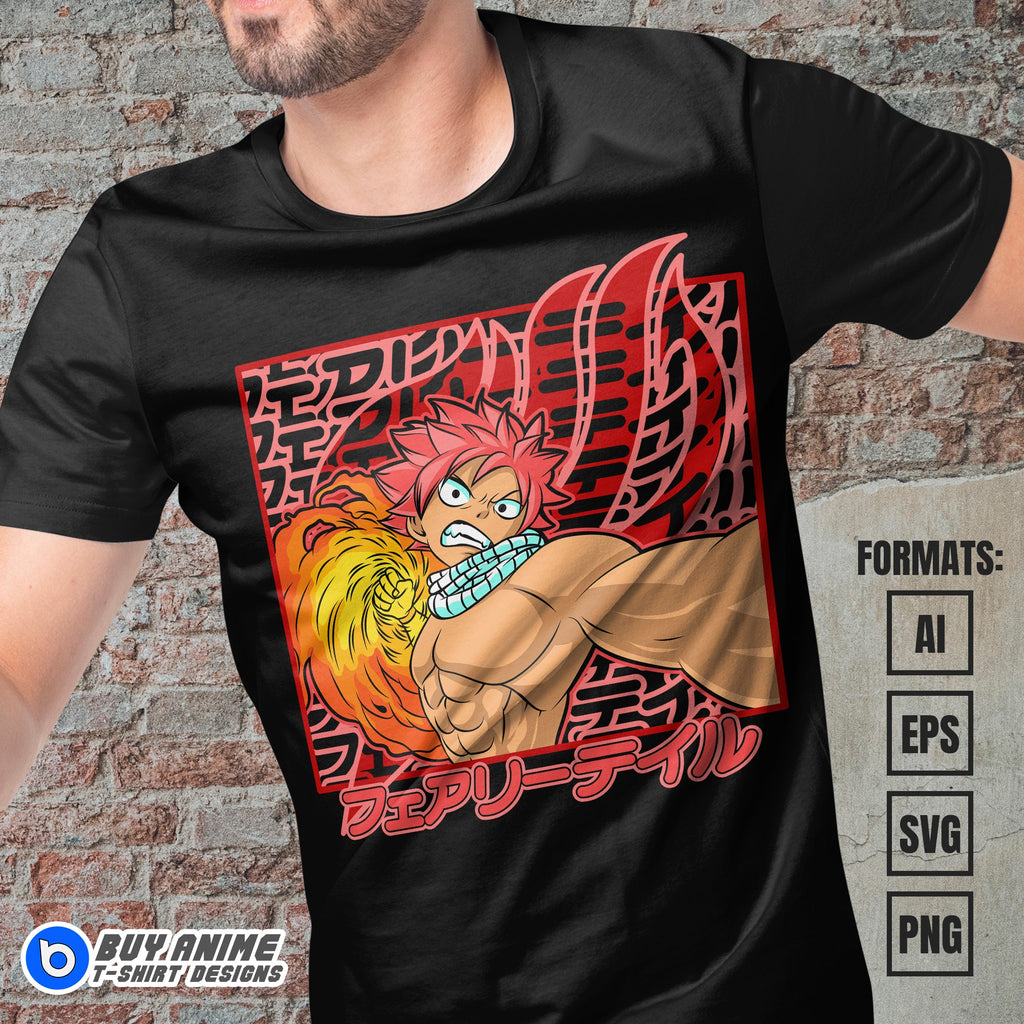 Premium Natsu Fairy Tail Anime Vector T-shirt Design Template