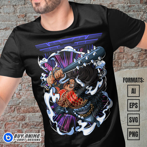 Premium Kaido One Piece Anime Vector T-shirt Design Template #2