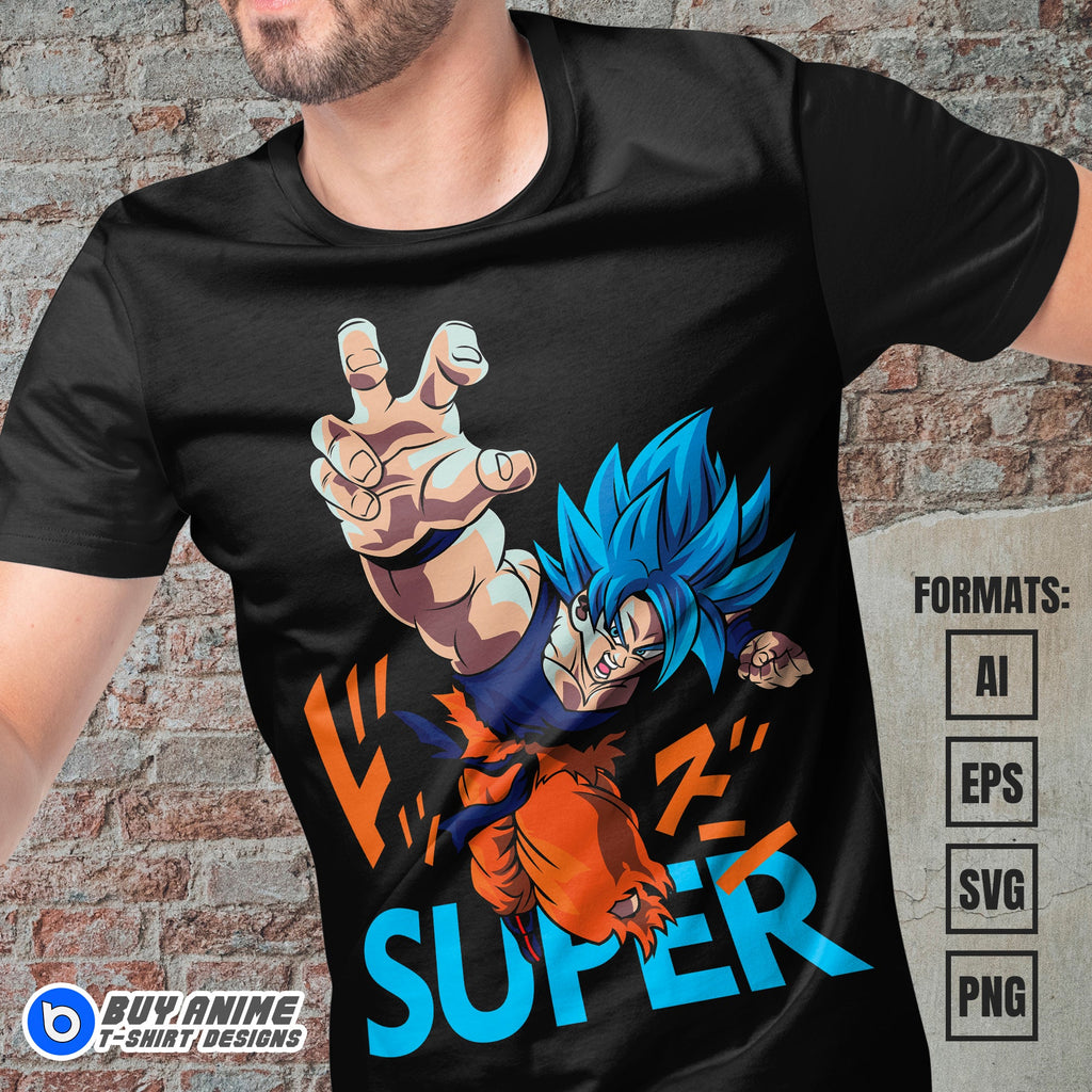 Premium Goku SSB Dragon Ball Vector T-shirt Design Template