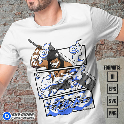 Premium Zabuza Momochi Naruto Anime Vector T-shirt Design Template