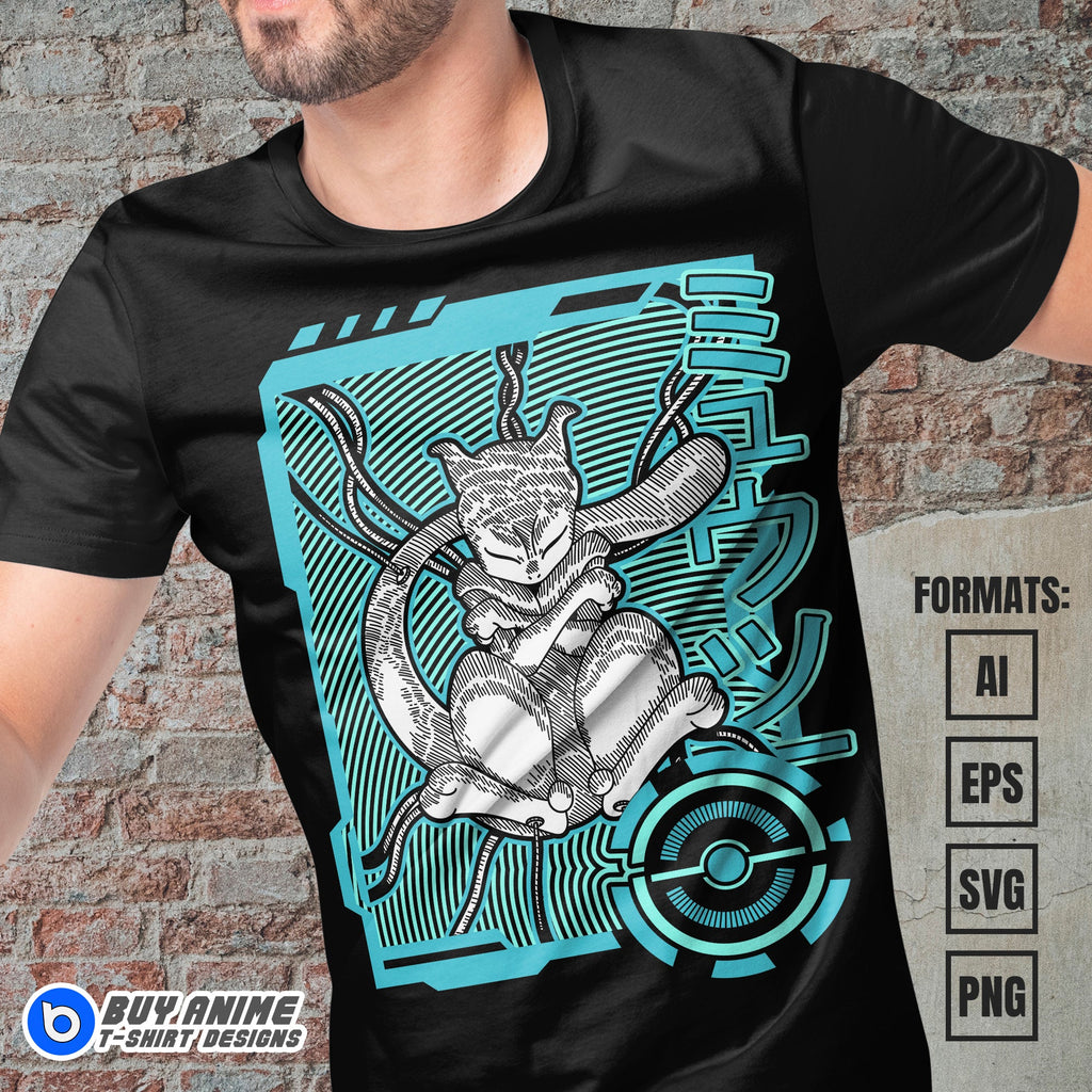 Premium Mewtwo Pokemon Anime Vector T-shirt Design Template