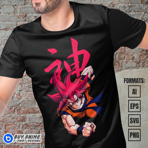 Premium Goku SSG Dragon Ball Anime Vector T-shirt Design Template