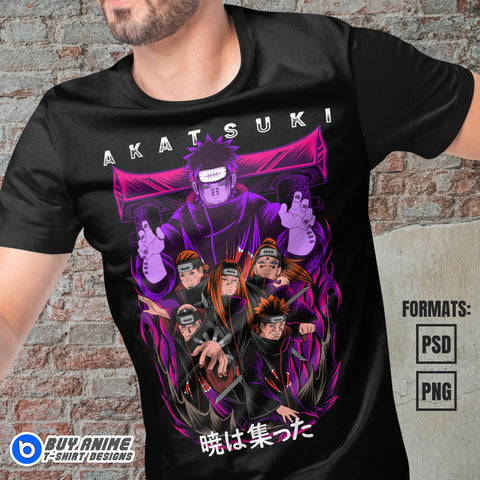 Premium Akatsuki Naruto Anime Vector T-shirt Design Template #2